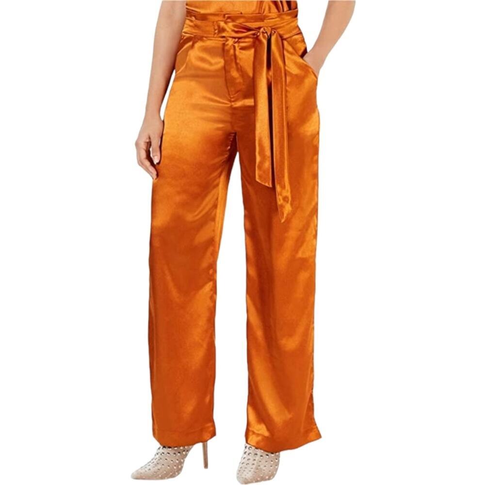 Heartloom Satin Wide Leg Pants Tie Waist